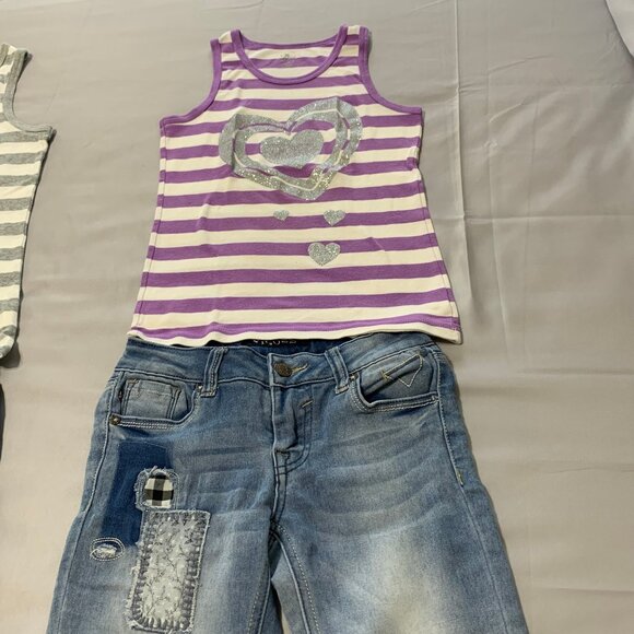 VIGOSS/Children's Place Girls Set. Size 10-12. Stretchy Jeans. Tank Tops Striped - Picture 3 of 16